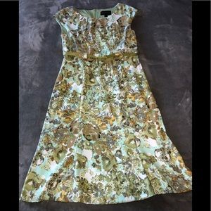 Connected Apparel olive green floral dress